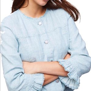 Ann Taylor Loft blue ruffle jacket